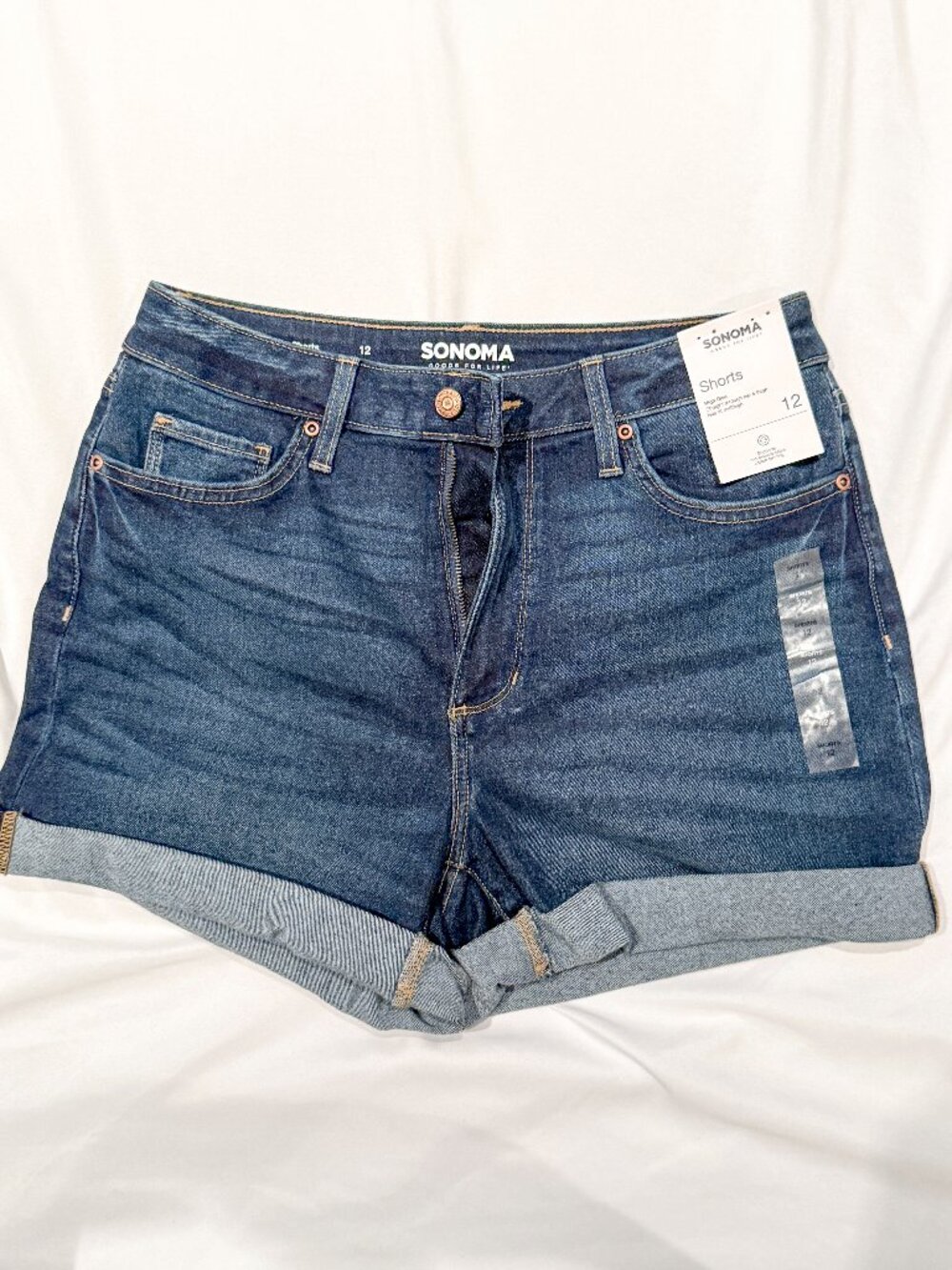 NWT Sonoma Women’s High Rise Denim Shorts Size 12 Blue Jean Shorts